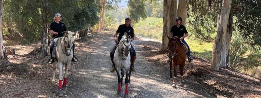 Horse Trekking Guide and owner of Andalucia Equestrian on a day trip with regular clients Julie and Ricci from the UK